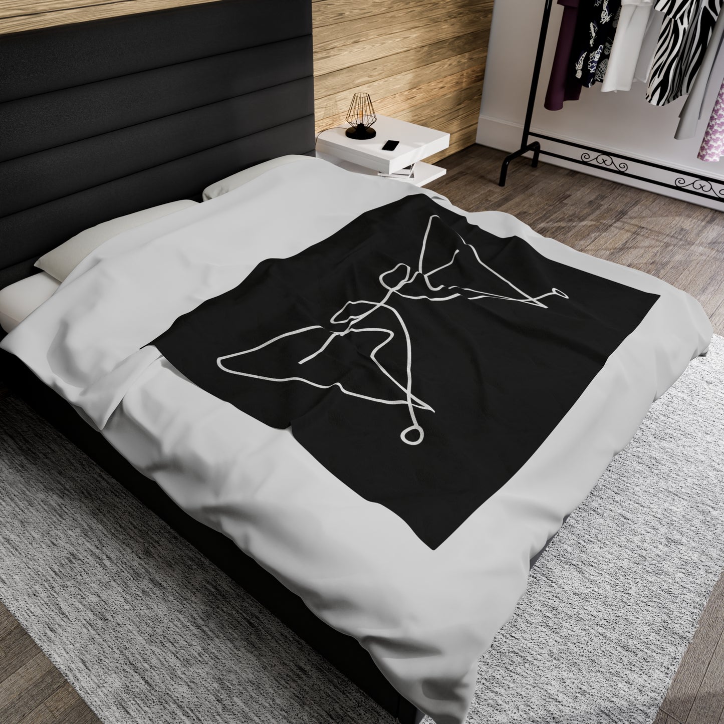 Two Hearts Combined Black Blanket