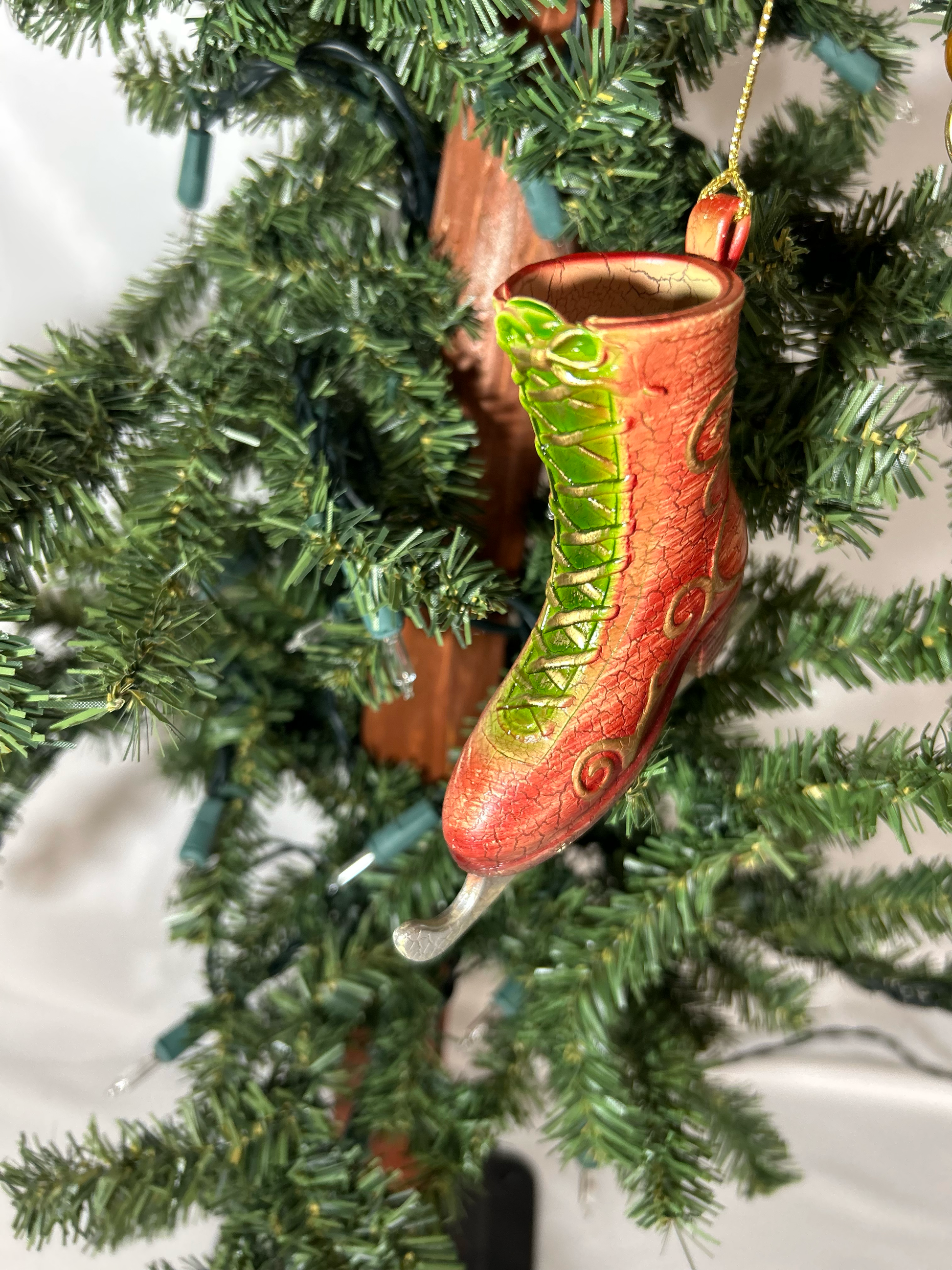 ceramic ice skate ornament